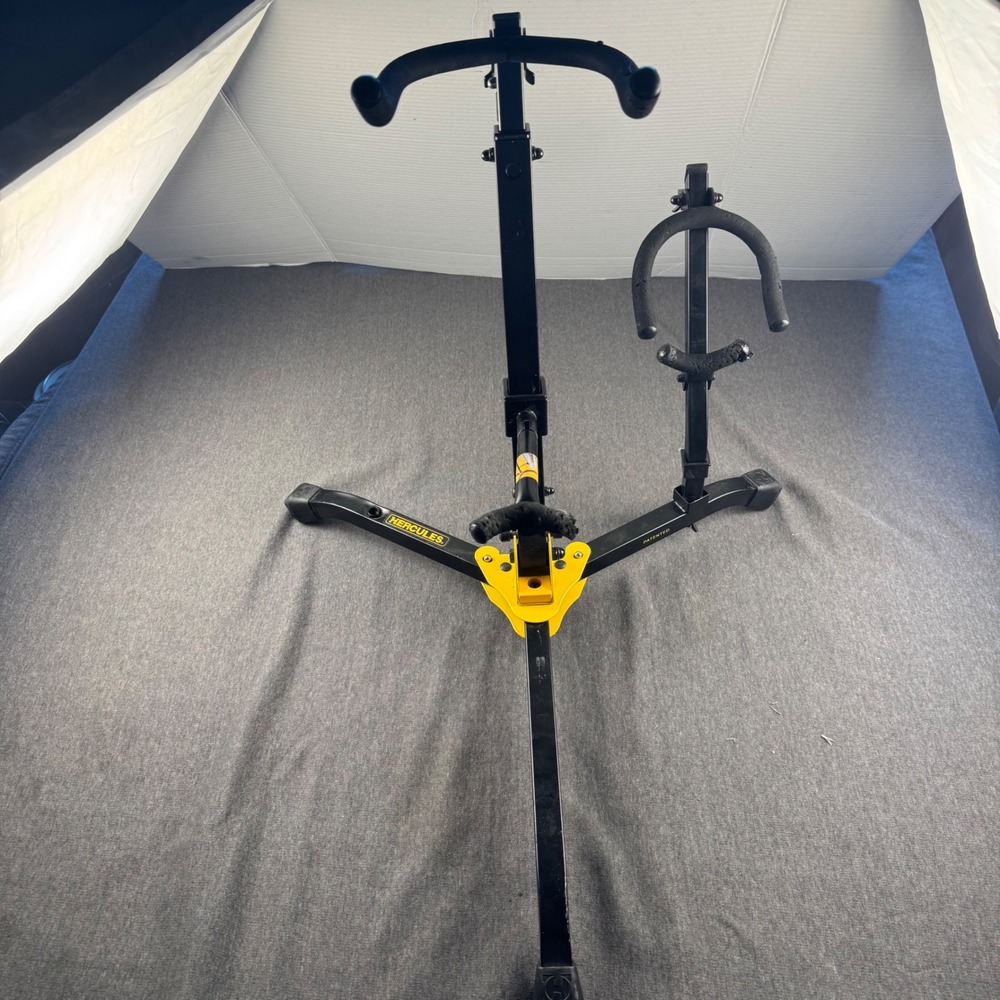 Hercules Double Guitar Stand Two Instrument Tripod Black Yellow Adjustable
